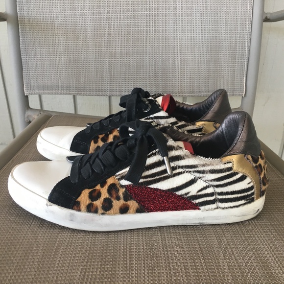 Zadig & Voltaire Shoes - Zadig & Voltaire Animal Hair Leopard Zebra Glitter Sneakers